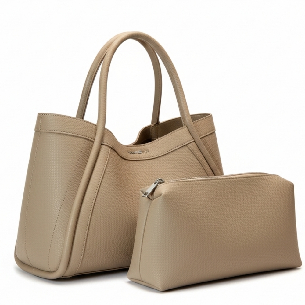 NEWBELLA Tan Women's Bag Set with matching pouch